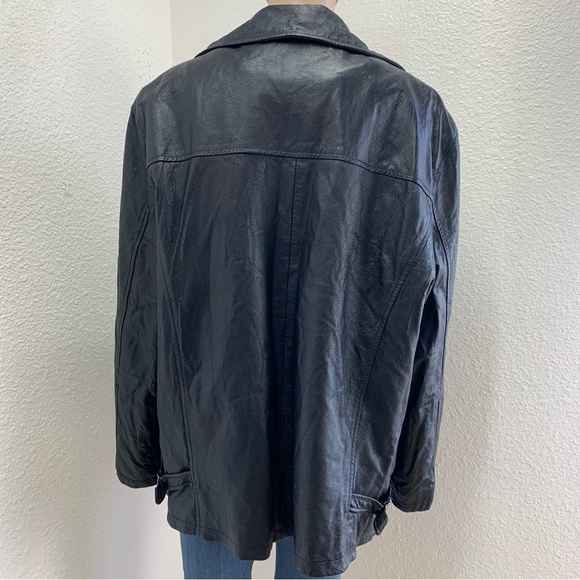 Excelled Womens black leather moto jacket full zip size XL bikercore - Picture 12 of 12